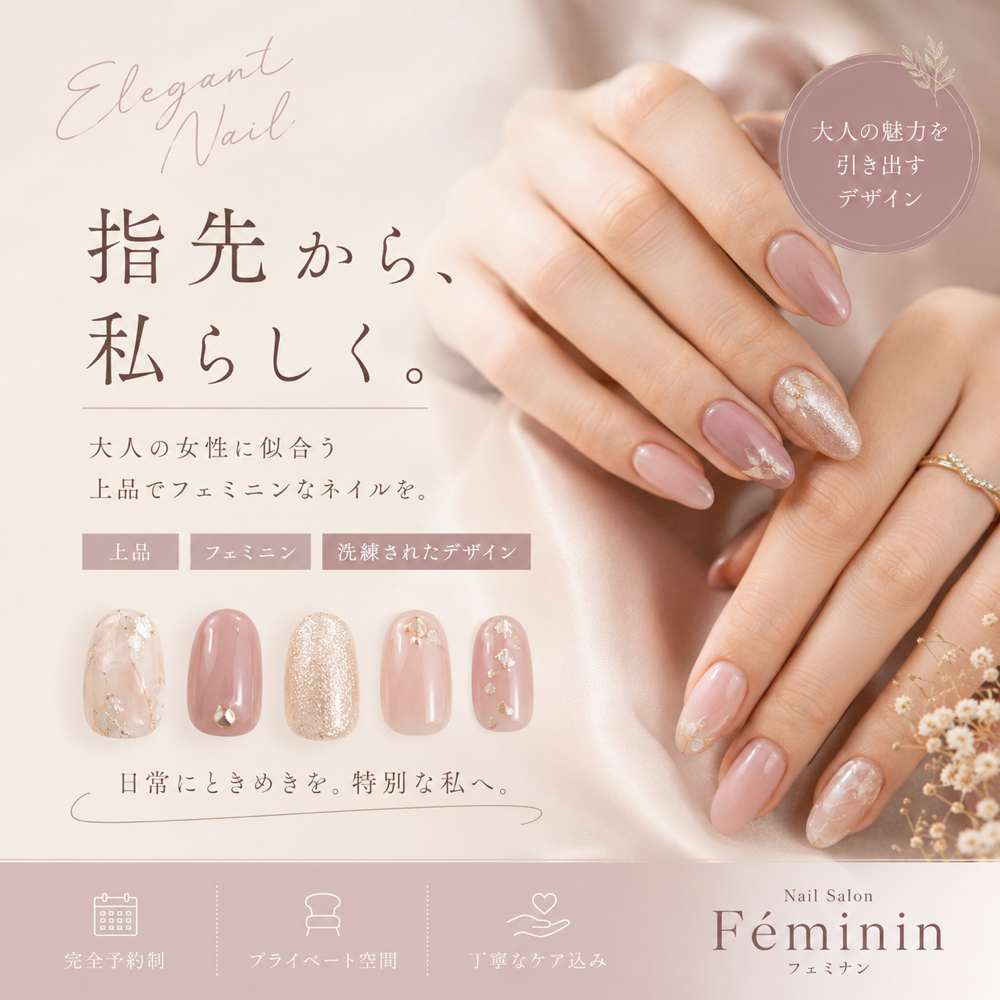 AI画像生成で作ったネイルサロンのバナー作例