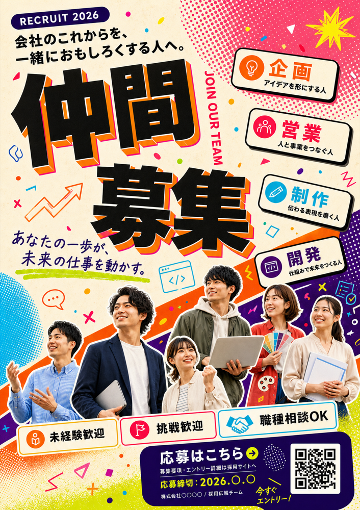 AI制作の採用ポスター作例